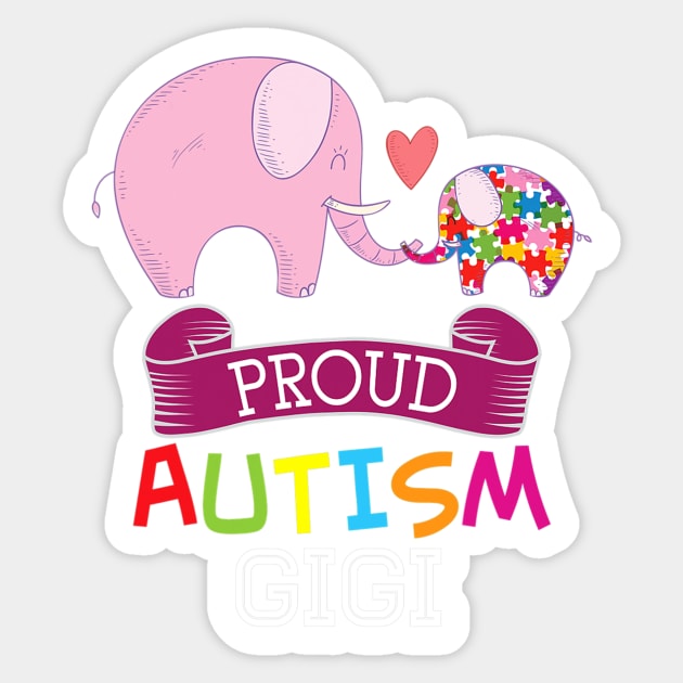 Proud Autism Gigi Autistic Day Awareness Rainbow Puzzle Sticker by CarolIrvine